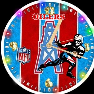 NFL Oilers Wall Clock with Gold and Blue Accents